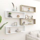 NNEVL Wall Cube Shelves 4 pcs White&Sonoma Oak 100x15x30 cm Chipboard