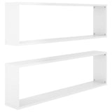 NNEVL Wall Cube Shelves 2 pcs High Gloss White 100x15x30 cm Chipboard