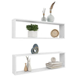 NNEVL Wall Cube Shelves 2 pcs High Gloss White 100x15x30 cm Chipboard