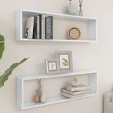 NNEVL Wall Cube Shelves 2 pcs High Gloss White 100x15x30 cm Chipboard