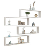 NNEVL Wall Cube Shelves 4 pcs High Gloss White 100x15x30 cm Chipboard