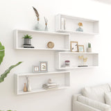 NNEVL Wall Cube Shelves 4 pcs High Gloss White 100x15x30 cm Chipboard