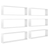 NNEVL Wall Cube Shelves 6 pcs High Gloss White 100x15x30 cm Chipboard
