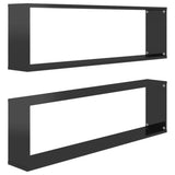 NNEVL Wall Cube Shelves 2 pcs High Gloss Black 100x15x30 cm Chipboard