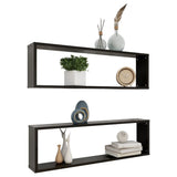 NNEVL Wall Cube Shelves 2 pcs High Gloss Black 100x15x30 cm Chipboard