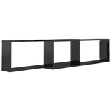NNEVL Wall Cube Shelves 2 pcs High Gloss Black 100x15x30 cm Chipboard
