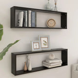 NNEVL Wall Cube Shelves 2 pcs High Gloss Black 100x15x30 cm Chipboard