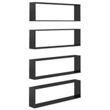 NNEVL Wall Cube Shelves 4 pcs High Gloss Black 100x15x30 cm Chipboard