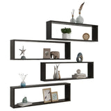 NNEVL Wall Cube Shelves 4 pcs High Gloss Black 100x15x30 cm Chipboard