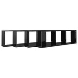 NNEVL Wall Cube Shelves 4 pcs High Gloss Black 100x15x30 cm Chipboard