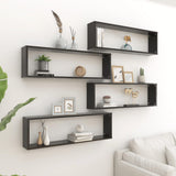 NNEVL Wall Cube Shelves 4 pcs High Gloss Black 100x15x30 cm Chipboard