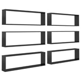 NNEVL Wall Cube Shelves 6 pcs High Gloss Black 100x15x30 cm Chipboard