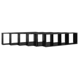 NNEVL Wall Cube Shelves 6 pcs High Gloss Black 100x15x30 cm Chipboard