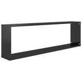 NNEVL Wall Cube Shelves 6 pcs High Gloss Black 100x15x30 cm Chipboard