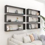 NNEVL Wall Cube Shelves 6 pcs High Gloss Black 100x15x30 cm Chipboard