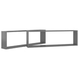 NNEVL Wall Cube Shelves 2 pcs High Gloss Grey 100x15x30 cm Chipboard