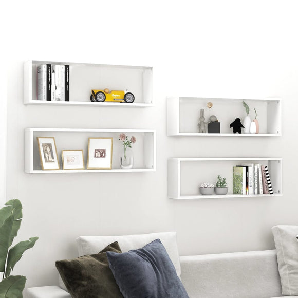 NNEVL Wall Cube Shelves 4 pcs White 80x15x26.5 cm Chipboard