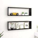 NNEVL Wall Cube Shelves 2 pcs Black 80x15x26.5 cm Chipboard