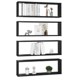 NNEVL Wall Cube Shelves 4 pcs Black 80x15x26.5 cm Chipboard