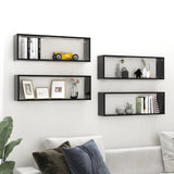 NNEVL Wall Cube Shelves 4 pcs Black 80x15x26.5 cm Chipboard