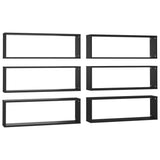 NNEVL Wall Cube Shelves 6 pcs Black 80x15x26.5 cm Chipboard