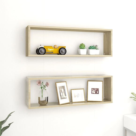 NNEVL Wall Cube Shelves 2 pcs Sonoma Oak 80x15x26.5 cm Chipboard