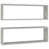 NNEVL Wall Cube Shelves 2 pcs Concrete Grey 80x15x26.5 cm Chipboard