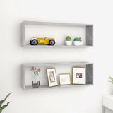 NNEVL Wall Cube Shelves 2 pcs Concrete Grey 80x15x26.5 cm Chipboard