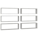 NNEVL Wall Cube Shelves 6 pcs Concrete Grey 80x15x26.5 cm Chipboard