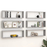 NNEVL Wall Cube Shelves 6 pcs Concrete Grey 80x15x26.5 cm Chipboard