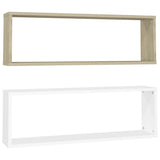 NNEVL Wall Cube Shelves 2 pcs White&Sonoma Oak 80x15x26.5 cm Chipboard