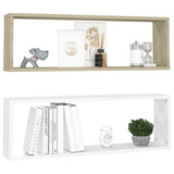 NNEVL Wall Cube Shelves 2 pcs White&Sonoma Oak 80x15x26.5 cm Chipboard