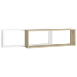 NNEVL Wall Cube Shelves 2 pcs White&Sonoma Oak 80x15x26.5 cm Chipboard