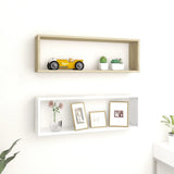 NNEVL Wall Cube Shelves 2 pcs White&Sonoma Oak 80x15x26.5 cm Chipboard