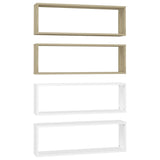 NNEVL Wall Cube Shelves 4 pcs White&Sonoma Oak 80x15x26.5cm Chipboard