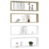NNEVL Wall Cube Shelves 4 pcs White&Sonoma Oak 80x15x26.5cm Chipboard