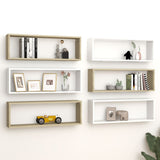 NNEVL Wall Cube Shelves 6 pcs White&Sonoma Oak 80x15x26.5 cm Chipboard
