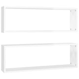 NNEVL Wall Cube Shelves 2 pcs High Gloss White 80x15x26.5 cm Chipboard