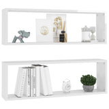 NNEVL Wall Cube Shelves 2 pcs High Gloss White 80x15x26.5 cm Chipboard