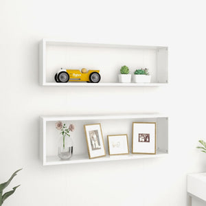 NNEVL Wall Cube Shelves 2 pcs High Gloss White 80x15x26.5 cm Chipboard