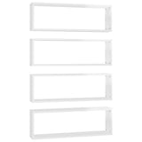 NNEVL Wall Cube Shelves 4 pcs High Gloss White 80x15x26.5 cm Chipboard