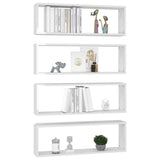 NNEVL Wall Cube Shelves 4 pcs High Gloss White 80x15x26.5 cm Chipboard