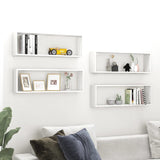 NNEVL Wall Cube Shelves 4 pcs High Gloss White 80x15x26.5 cm Chipboard