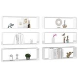 NNEVL Wall Cube Shelves 6 pcs High Gloss White 80x15x26.5cm Chipboard