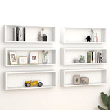 NNEVL Wall Cube Shelves 6 pcs High Gloss White 80x15x26.5cm Chipboard