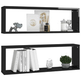 NNEVL Wall Cube Shelves 2 pcs High Gloss Black 80x15x26.5 cm Chipboard