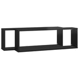 NNEVL Wall Cube Shelves 2 pcs High Gloss Black 80x15x26.5 cm Chipboard