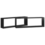 NNEVL Wall Cube Shelves 2 pcs High Gloss Black 80x15x26.5 cm Chipboard