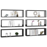 NNEVL Wall Cube Shelves 6 pcs High Gloss Black 80x15x26.5 cm Chipboard