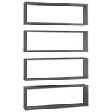NNEVL Wall Cube Shelves 4 pcs High Gloss Grey 80x15x26.5 cm Chipboard